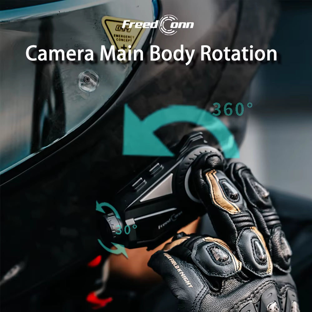 R3 Pro Motorcycle Bluetooth Intercom - Helmet Headset with Camera & App Control