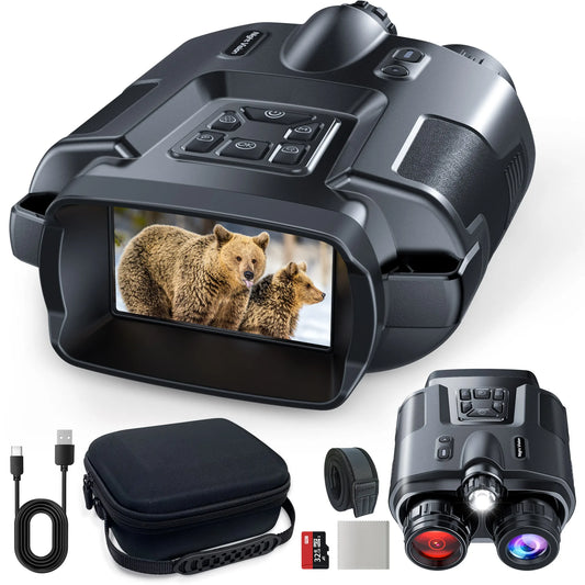 4K Night Vision Binoculars With 3Inch Screen & 8X Digital Zoom with Tactical Light