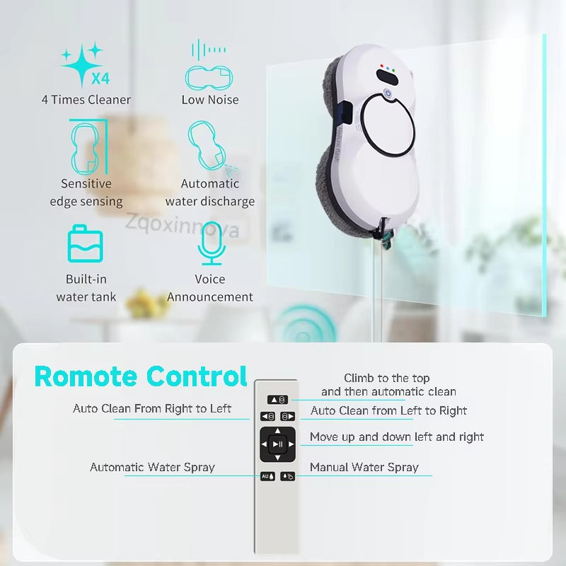 Smart Window Cleaning Robot – Automatic Glass Cleaner with Anti-Fall Safety